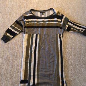 3/4 sleeve geometric print dress